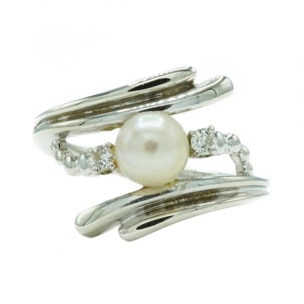 6mm Pearl and .06ctw Diamond Ring - White Gold Lumina Gem Wilmington, NC