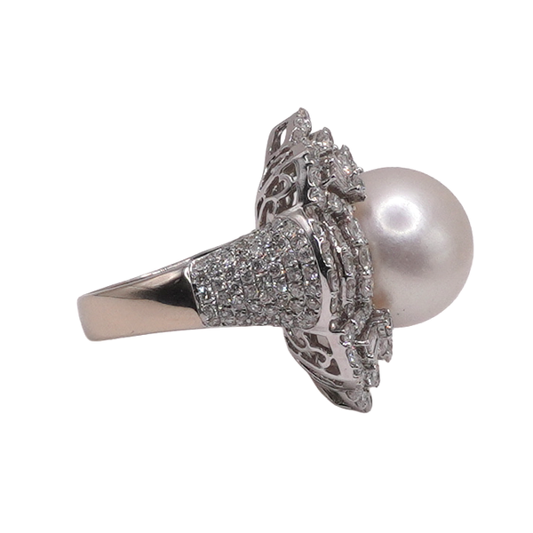 13.7 South Sea Pearl and Diamond Ring- 18k White Gold Image 2 Lumina Gem Wilmington, NC