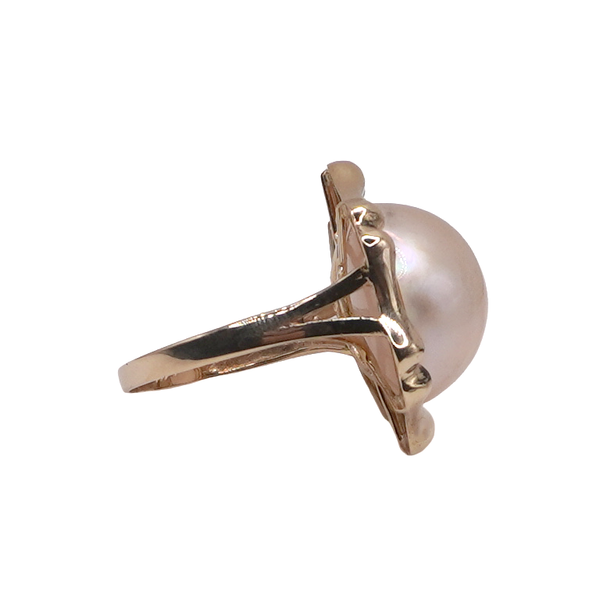 Mabe Pearl Bamboo Ring- 14k Yellow Gold Image 2 Lumina Gem Wilmington, NC