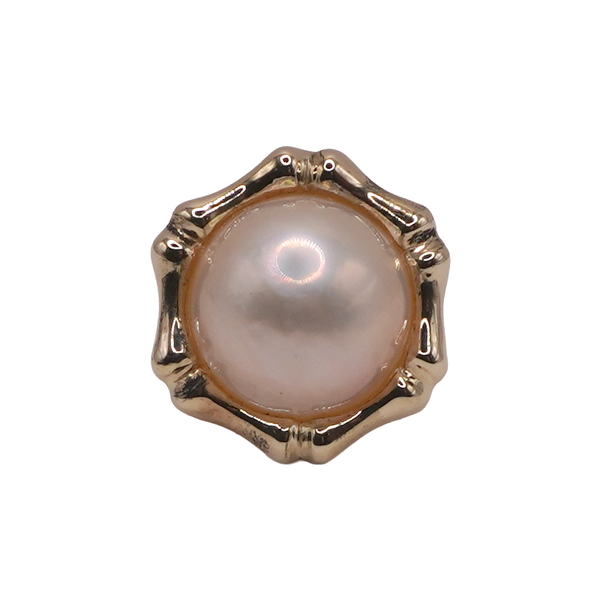 Mabe Pearl Bamboo Ring- 14k Yellow Gold Lumina Gem Wilmington, NC