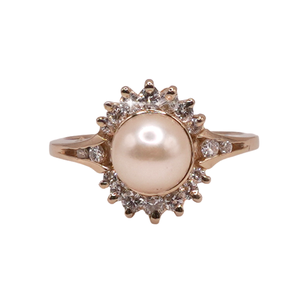 Pearl and Diamond Ring- 14k Yellow Gold Lumina Gem Wilmington, NC
