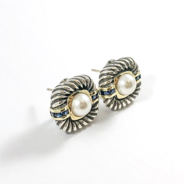 David Yurman Two Tone Pearl Earrings