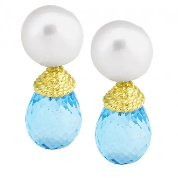 Raymond Mazza Pearl and Blue Topaz Earrings Lumina Gem Wilmington, NC