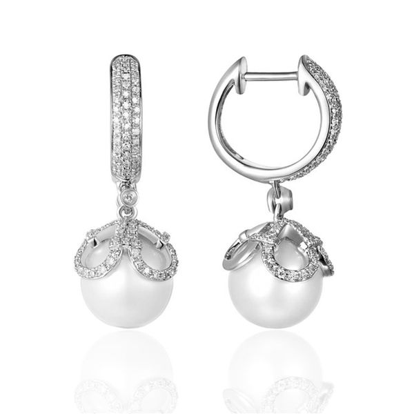 Luvente Pearl and Diamond Dangle Earrings Lumina Gem Wilmington, NC