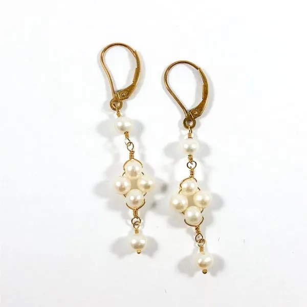 Pearl and Yellow Gold Dangle Earrings Lumina Gem Wilmington, NC