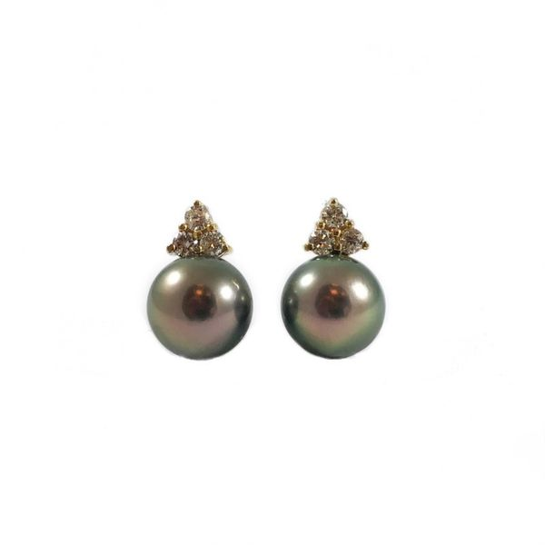 Tahitian Pearl and Diamond Earrings - Yellow Gold Lumina Gem Wilmington, NC