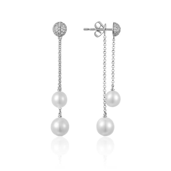 Luvente Pearl and Diamond Earrings- 14k White Gold Lumina Gem Wilmington, NC