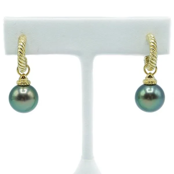 Tahitian Pearl and Yellow Gold Hoop Earrings Lumina Gem Wilmington, NC