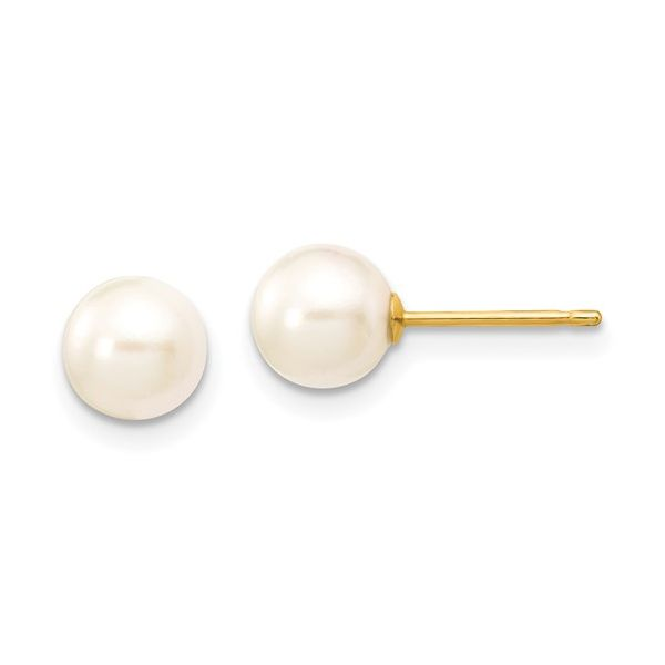 6-7mm Akoya Pearl Studs- 14k Yellow Gold Lumina Gem Wilmington, NC