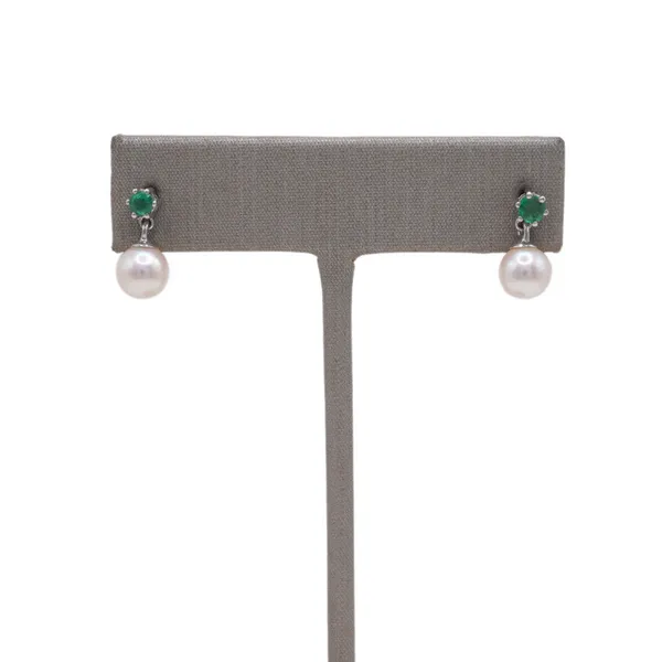 Emerald and Pearl Drop Earrings Lumina Gem Hampstead, NC