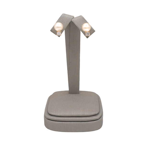 Akoya Pearl and Diamond Studs- 14k Yellow Gold Lumina Gem Wilmington, NC