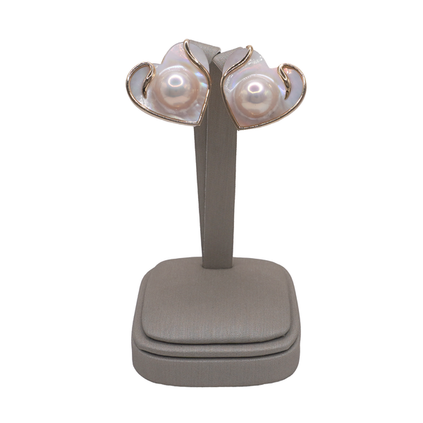 Mabe Pearl Earrings- 18k Yellow Gold Lumina Gem Wilmington, NC