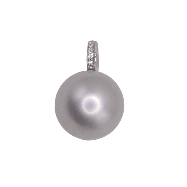 11mm Grey Tahitian Pearl and Diamond- 14k White Gold Lumina Gem Wilmington, NC