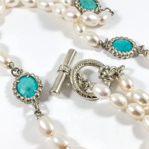 Slane Pearl and Turquoise Station Necklace - 36