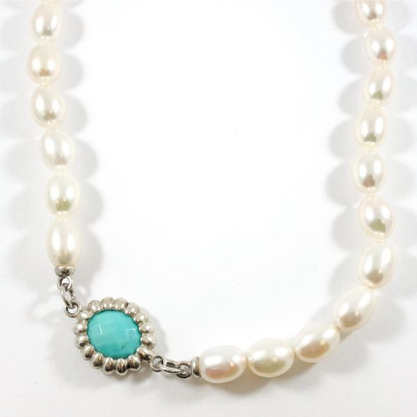 Slane Pearl and Turquoise Station Necklace - 36