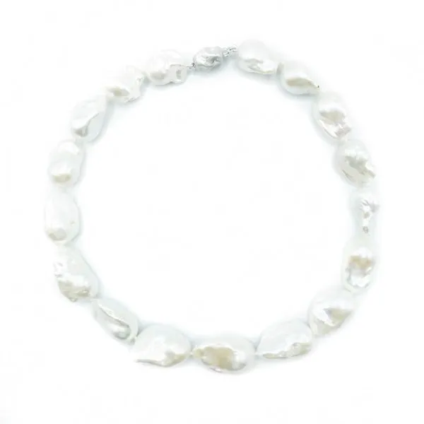 Freshwater Baroque Pearl Strand - White Gold - 17