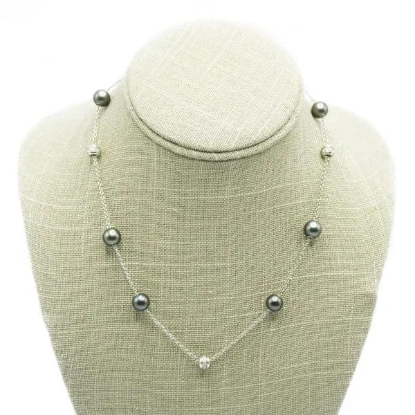 Mikimoto Pearls in Motion Tahitian Pearl and Diamond Necklace in White Gold - 17