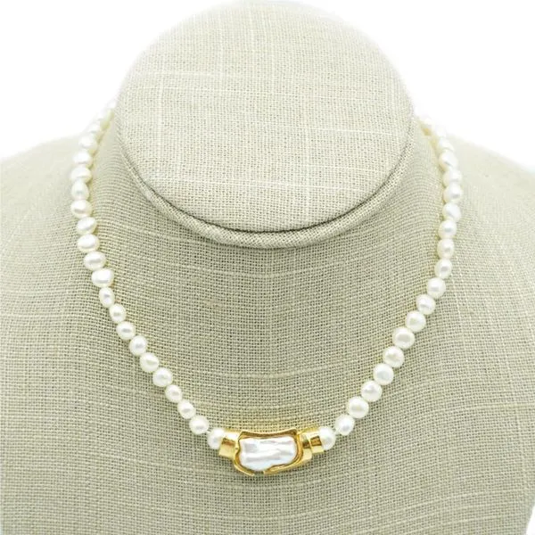 Freshwater Pearl and 18k Yellow Gold Demaret Necklace Lumina Gem Wilmington, NC