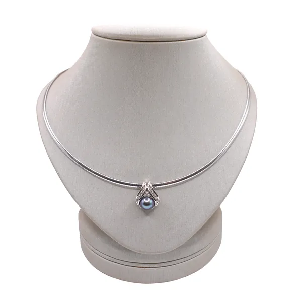 Tahitian Pearl and Diamond Slide Pendant Omega Necklace Lumina Gem Hampstead, NC