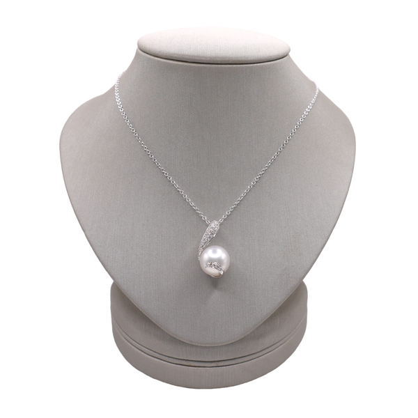 Mikimoto South Sea Pearl and Diamond Necklace- 18k white gold Lumina Gem Wilmington, NC