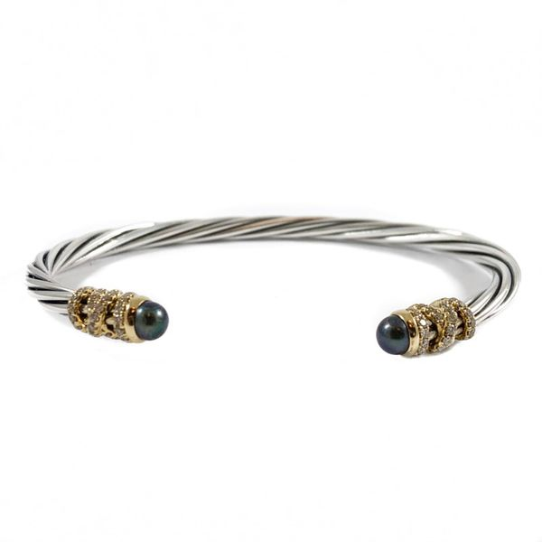 David Yurman 5mm Diamond, Yellow Gold, and Pearl Cuff Lumina Gem Wilmington, NC