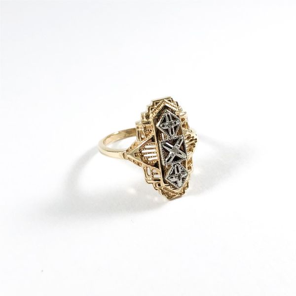 Two Tone Gold Ring with Diamond Accents Image 2 Lumina Gem Wilmington, NC