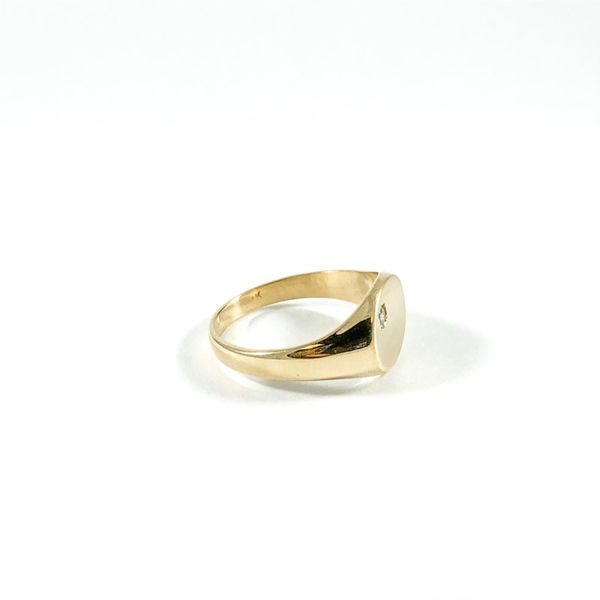 Yellow Gold Signet Ring with Diamond Accent Image 2 Lumina Gem Wilmington, NC