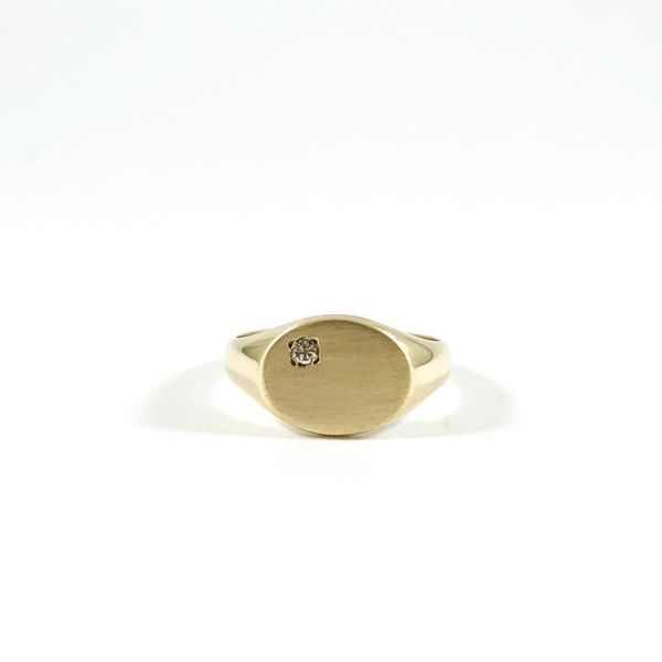 Yellow Gold Signet Ring with Diamond Accent Lumina Gem Wilmington, NC