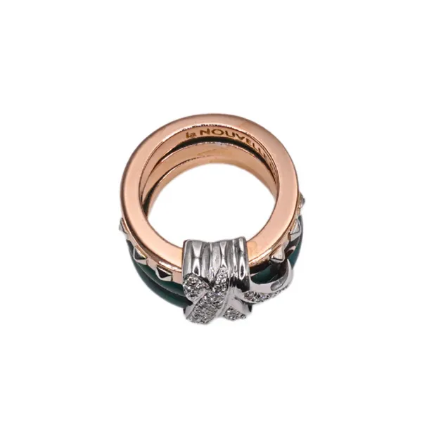 Novell Brague Green Enamel and 18k Yellow Gold Diamond Ring Image 3 Lumina Gem Hampstead, NC
