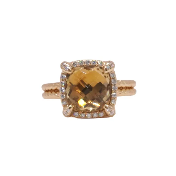David Yurman Citrine Ring with Diamond Halo- 18k Yellow Gold Lumina Gem Hampstead, NC