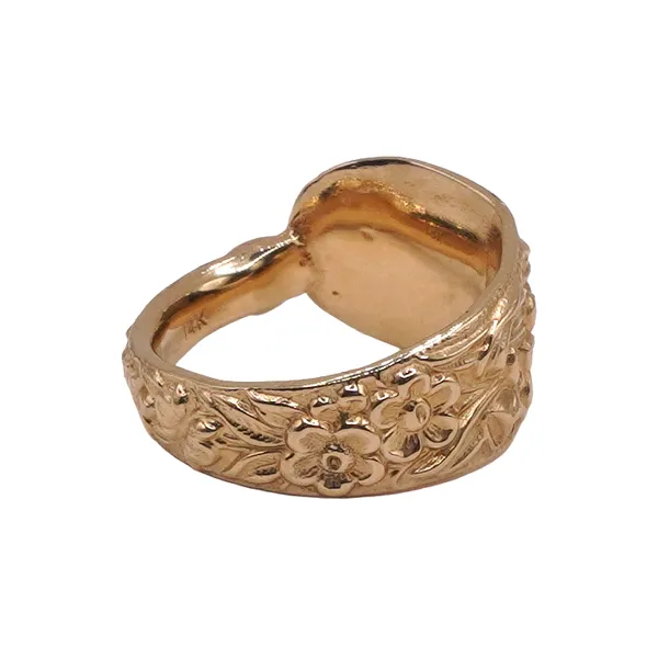 Flower Textured Ring with Diamond Accent- 14k Yellow Gold Image 2 Lumina Gem Hampstead, NC