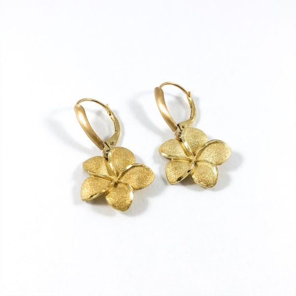 Yellow Gold Flower Dangle Earrings Lumina Gem Wilmington, NC