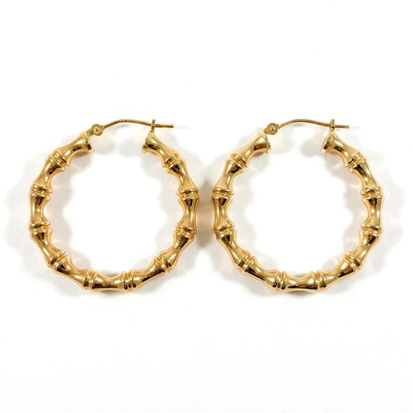 Yellow Gold Bamboo Hoops Lumina Gem Wilmington, NC