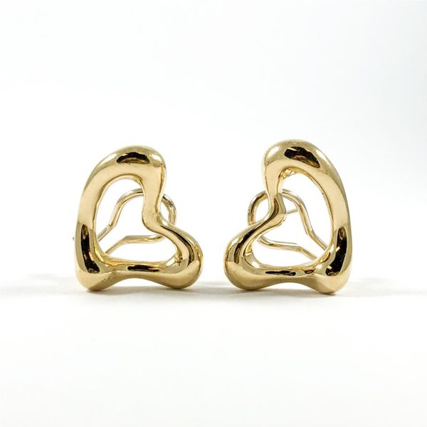 Tiffany and Co. Elsa Peretti Yellow Gold Heart Earrings Lumina Gem Wilmington, NC