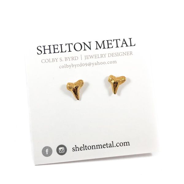 Shelton Metal Tiny Gold Vermeil Shark Tooth Stud Earrings Lumina Gem Wilmington, NC