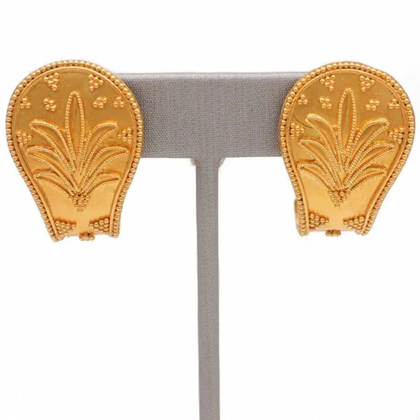 22k Yellow Gold Omega Back Earrings from Athens Lumina Gem Wilmington, NC