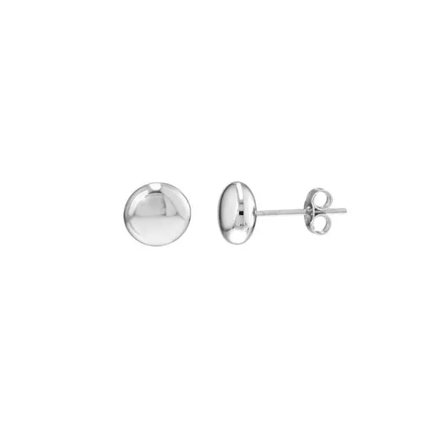 7mm Flat Pebble Studs- 14k White Gold Lumina Gem Hampstead, NC