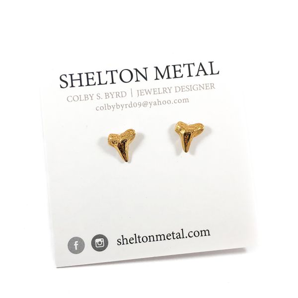Shelton Metal Tiny Gold Vermeil Shark Tooth Stud Earrings Lumina Gem Hampstead, NC