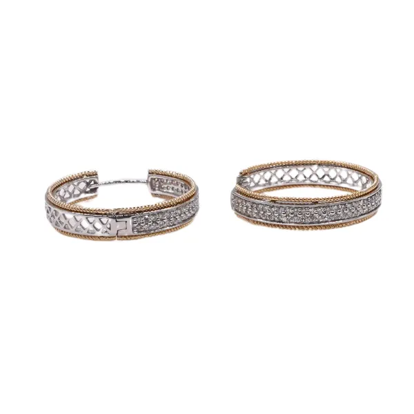 Two Tone Gold and Diamond Hoop Earrings Image 3 Lumina Gem Hampstead, NC