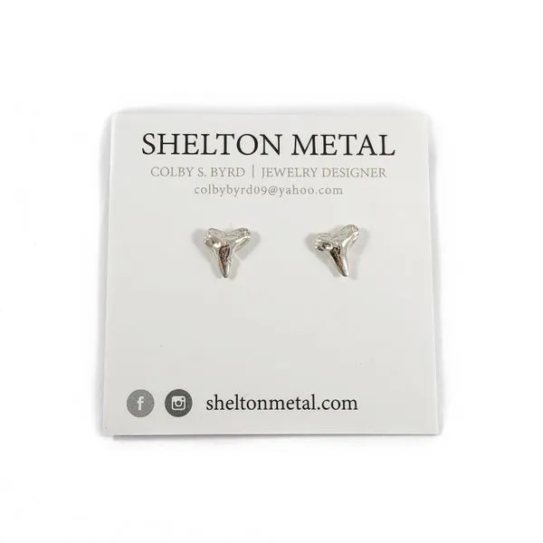 Shelton Metal Tiny Sterling Silver Shark Tooth Stud Earrings Lumina Gem Wilmington, NC
