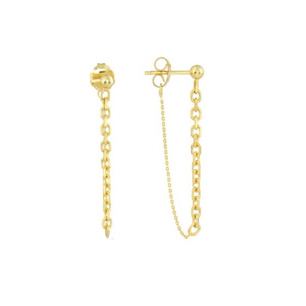Midas 50/50 Cable Chain Front to Back Earrings- 14k Yellow Gold Lumina Gem Wilmington, NC