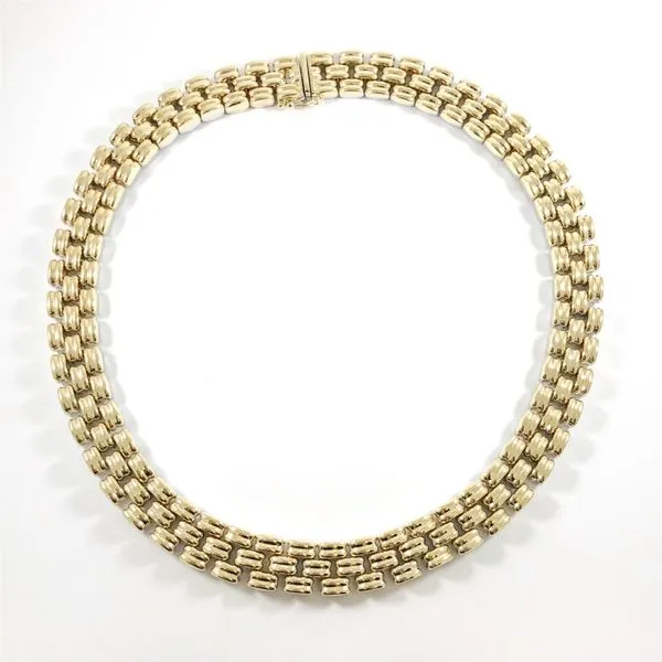 14k White and Yellow Gold Reversible Link Choker Necklace Lumina Gem Wilmington, NC