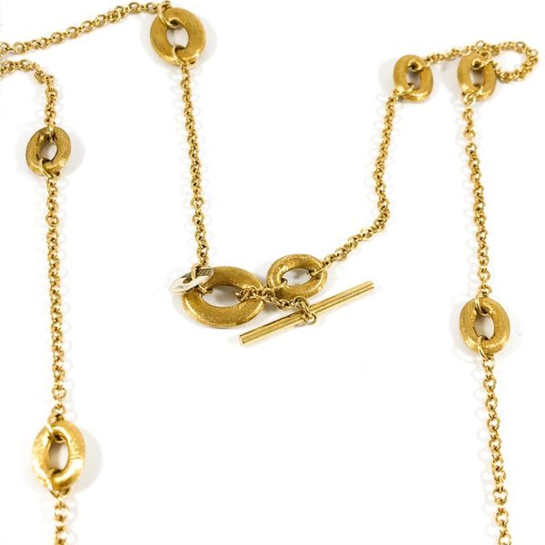 Yellow Gold Textured Station Necklace - 20