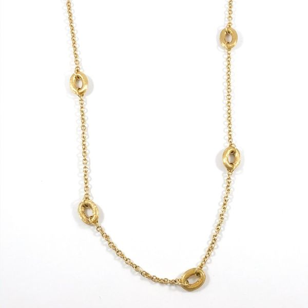 Yellow Gold Textured Station Necklace - 20