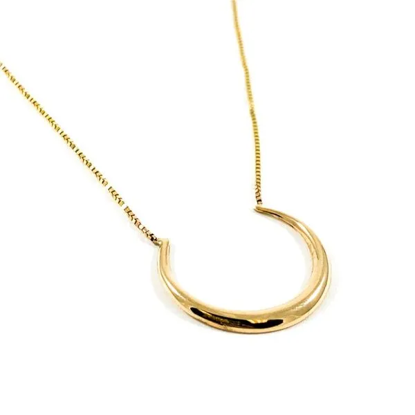 Yellow Gold Crescent Necklace - 17