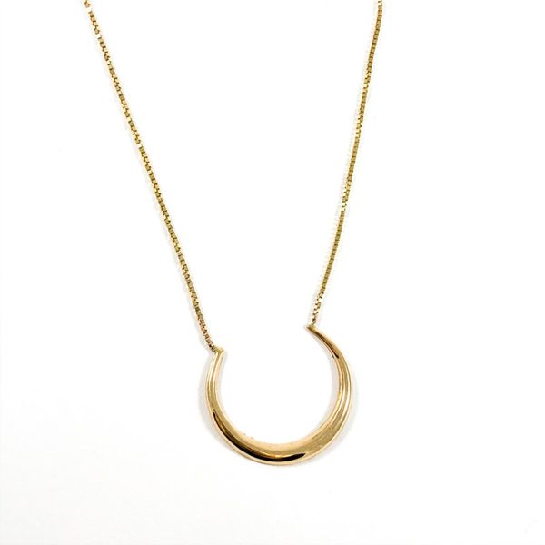Yellow Gold Crescent Necklace - 17