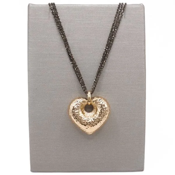 14k Yellow Gold Hammered Heart Necklace Lumina Gem Wilmington, NC