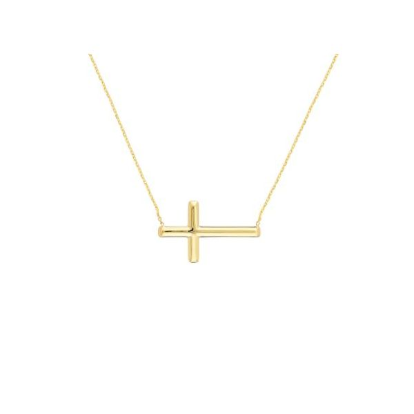 Sideways Cross Necklace- 14k Yellow Gold Lumina Gem Wilmington, NC