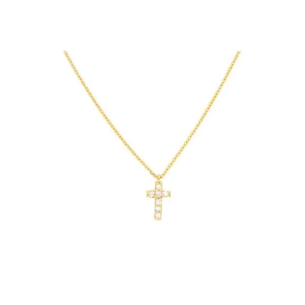 Tiny Diamond Cross Necklace- 14k Yellow Gold Lumina Gem Hampstead, NC