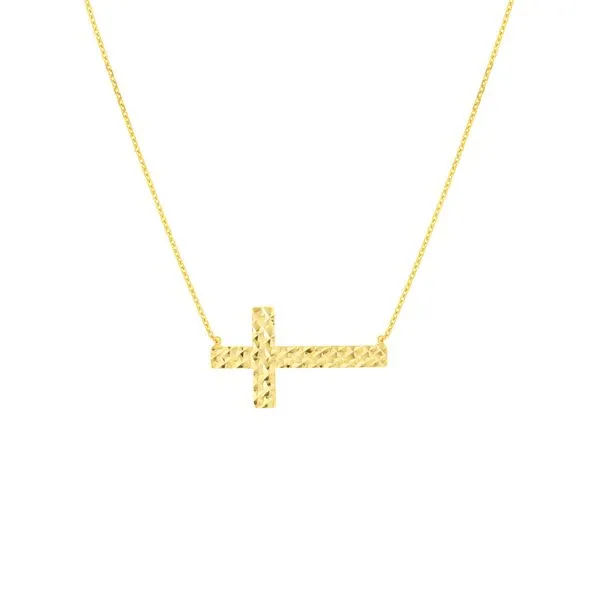 Sideways Diamond Cut Cross Necklace Lumina Gem Hampstead, NC